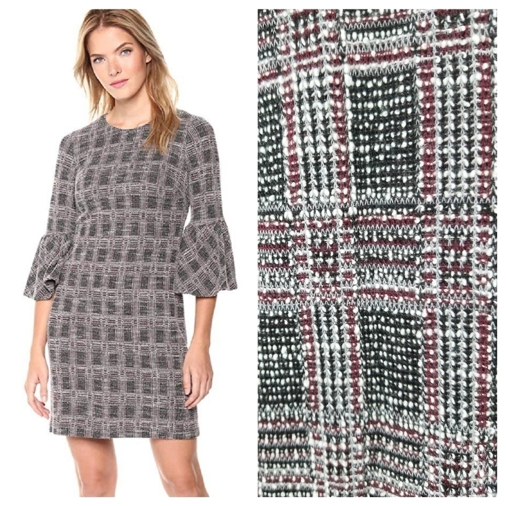 CALVIN Klein 8 Boucle Knit Bell Sleeve Dress